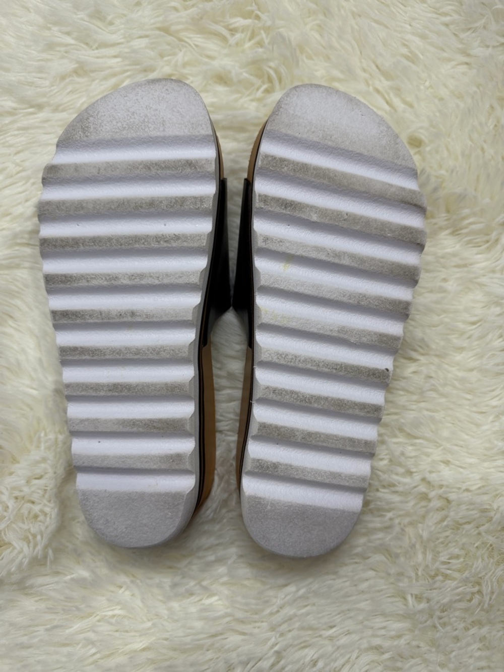 Reef | Women's 7 Cushion Scout Hi Black Faux Leather Wedge Sandals Slides Shoes - Picture 6 of 8